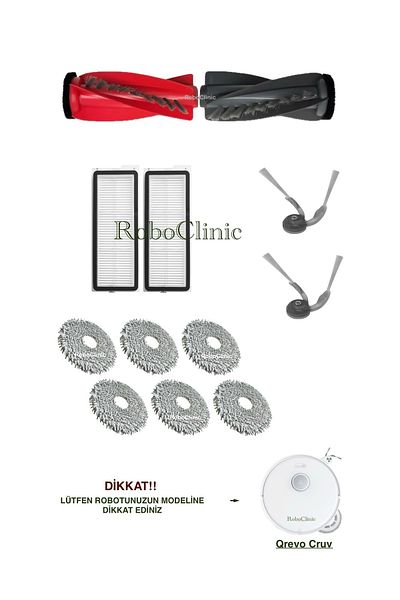 Roboclinic Roborock Qrevo Curv Robot Vacuum Cleaner Compatible Brush, Hepa Filter, Mop Set-12 Pieces