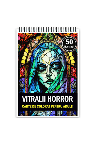 Legendary Gifts Carte de colorat pentru adulti, 50 de ilustratii, Vitralii Ho...