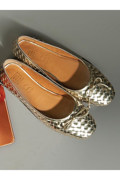 Heel Your Sole By Styli Basket Weave Design Leather Ballerina Shoes