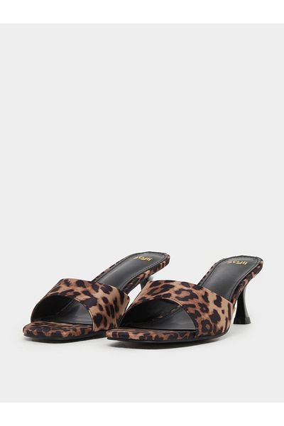 Styli Animal Print Stiletto Heel Sandals