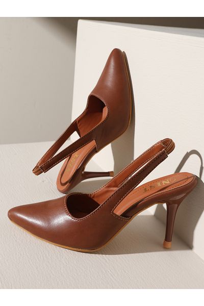 GNIST By Styli Plain Pointed Toe Stiletto Heel Slingback Shoes