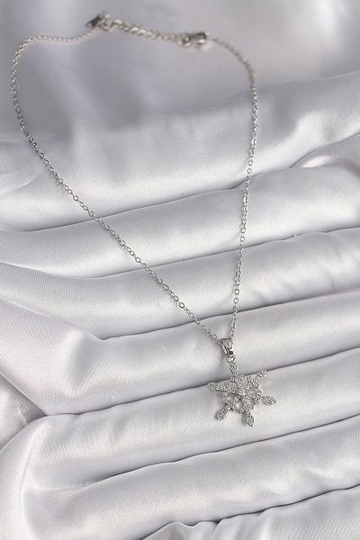 Skygo Silver Colored 316L Steel Chain and Zircon Stone Detailed Snowflake Model Women's Necklace - Tj-Bko9716