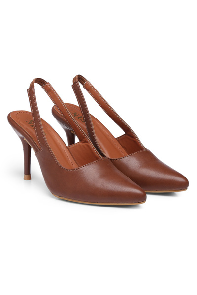 GNIST By Styli Plain Pointed Toe Stiletto Heel Slingback Shoes