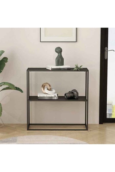 Home Pırlanta Siyah Metal Dresuar Kahve Köşesi Modern Konsol 80 cm Antrasit A...
