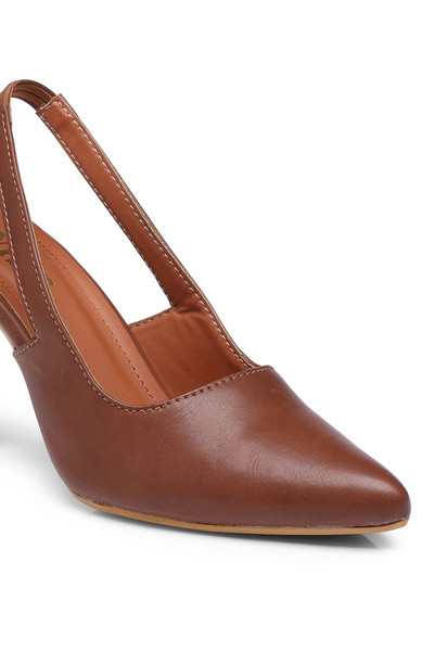 GNIST By Styli Plain Pointed Toe Stiletto Heel Slingback Shoes