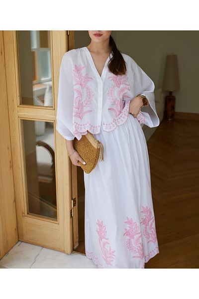 Lavanta Tekstil Embroidered Shirt Skirt Set