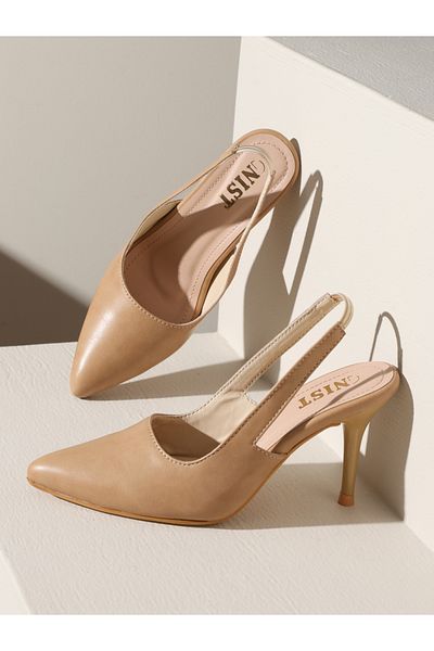 GNIST By Styli Plain Pointed Toe Stiletto Heel Slingback Shoes