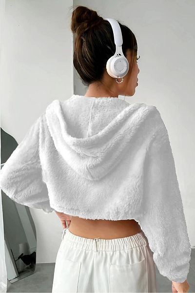 Zerenyus Plush Jacket Hoodie White
