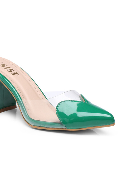 GNIST By Styli Plain Pointed Toe Block Heel Mules