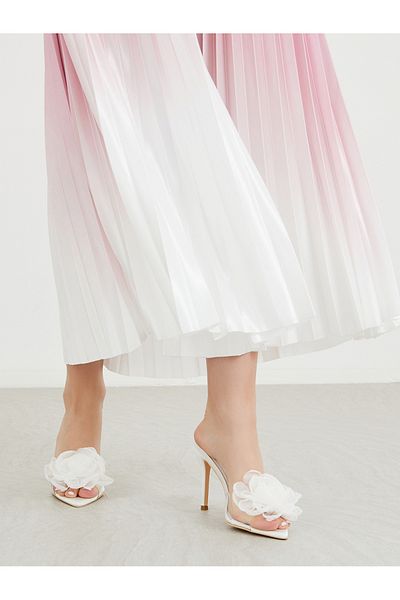 Styli Flower Detail Open Toe Stiletto Heel Sandals