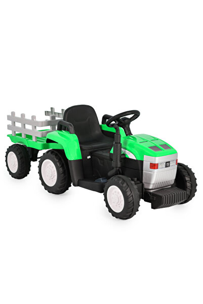 OEM Tractor Electric Copii cu Remorcă Moni Dallas Verde, Doua motoare, Telecomandă, Lumini și Sunete