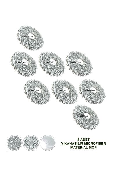 Roboclinic Roborock Qrevo Curv Robot Vacuum Cleaner Compatible Washable Microfiber Mop-8 Pieces