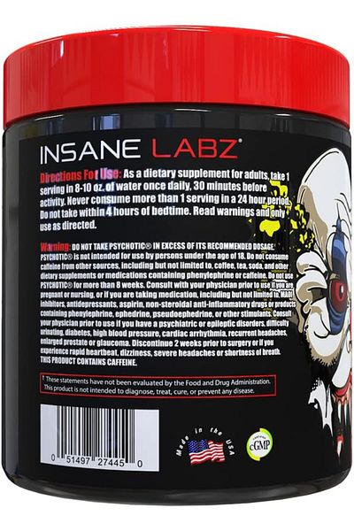 insane labz Psychotic, High Stimulant Pre Workout Powder, Extreme Lasting Energy, Focus and Enduranc
