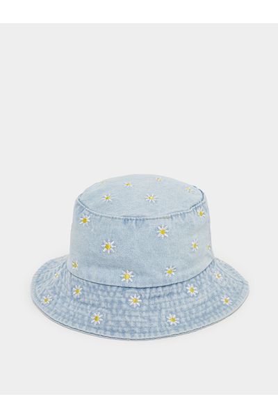 Styli Floral Print Denim Bucket Hat