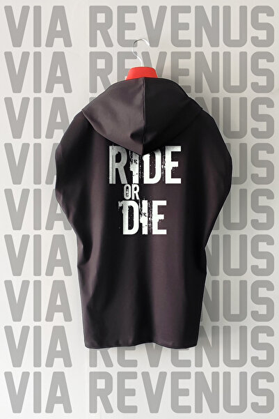 Vordevia Ride or Die / Biker Imprimat față și spate cu mâneci zero Hanorac 10...