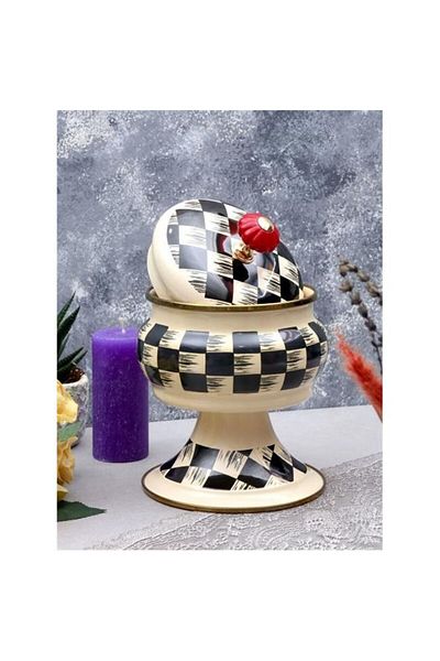 ACAR 240 Qualita King Enamel Chubby Sugar Bowl with Feet and Lid