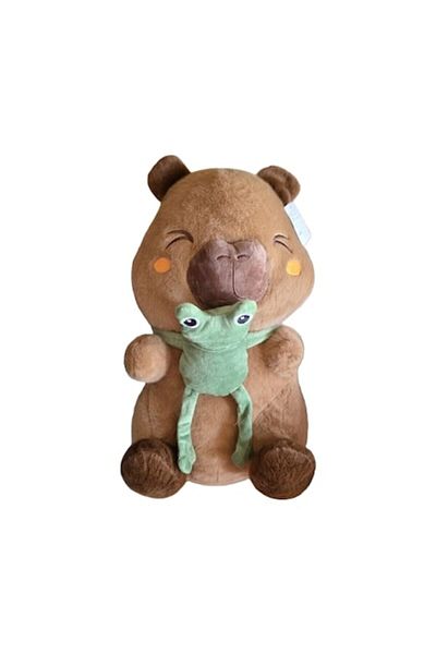 victiny Plush toy capybara with smiling frog VICTINY brown 35 cm