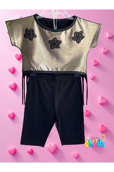 childs Bottom Top Summer Girls' Two-Piece Suit Tassel Short Top Below the Knee Lycra Combed Cotton Thai.