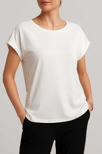 SERBA πίσω δαντέλα μπροστά μονόκλινο ύφασμα off shoulder γυναικεία μπλούζα
