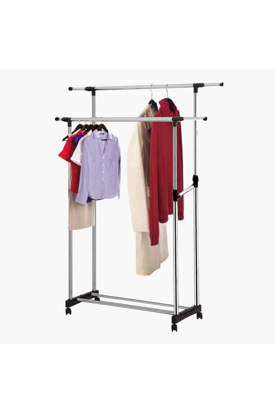 Trendat رف تجفيف الملابس المتين من الفولاذ المقاوم للصدأ مع قضبان مزدوجة - قا...