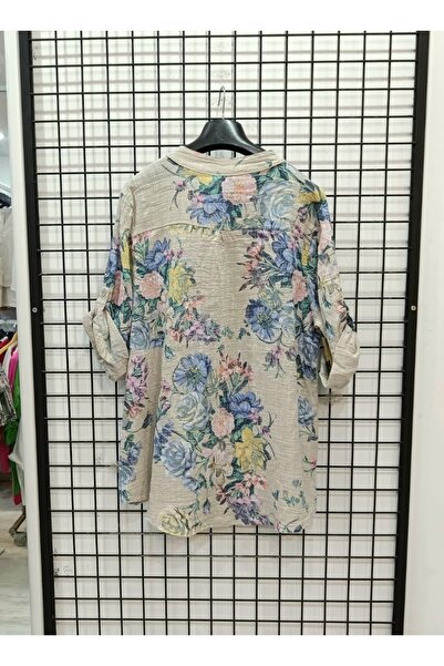 Butik Şans Italian Shirt Blouse with Floral Pattern and Pocket Detail