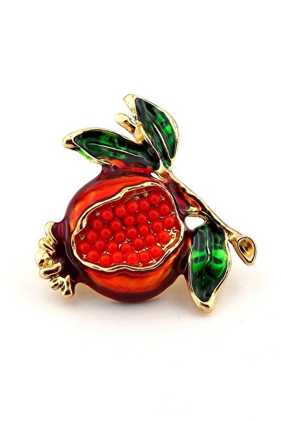 Solfera Daldaki Nar Bereket Nar Taneleri Meyve Metal Yaka Süsü Broş RZ409