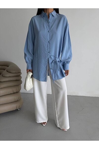 PİNK FLY Cămașă oversize cu mânecă lungă cu legare laterală