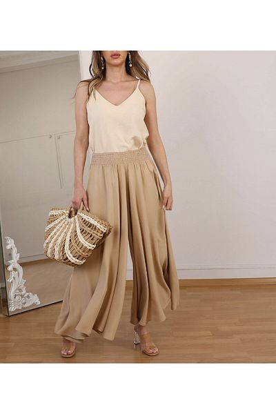 Lavanta Tekstil Elastic Waist Trousers Skirt