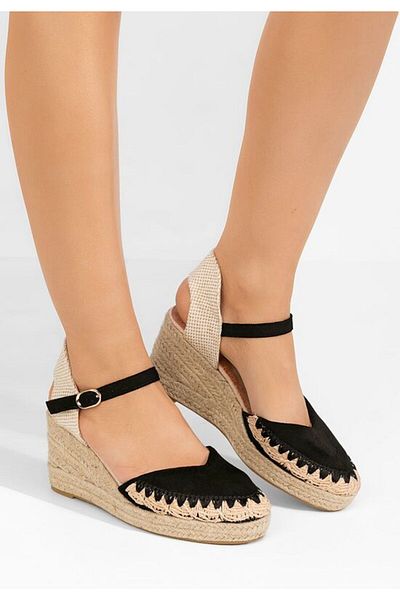 B T Shoes Claribela black espadrille platform sandals