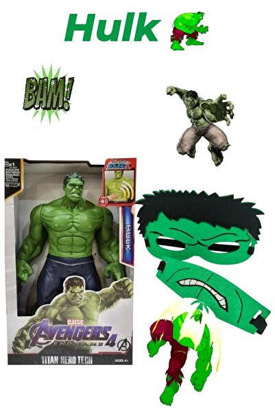KİNKU Süper İkili Hulk Seti 30 Cm Hulk Karakter ve Hulk Maskesi Ağızlığı