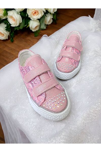 PATİK BEBE Girl's Pink Color Stone Strap Stylish Shoes