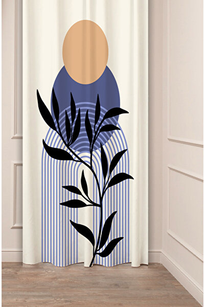 GREENDECOR Cortina modernă de fundal Leaf Bohemian, minimalistă, bej, crem, cu model, design special, digital cu imprimeu (o singură aripă)