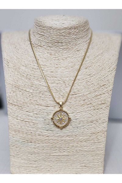 ESI Accessory Gold Steel Necklace with Polar Star Detail