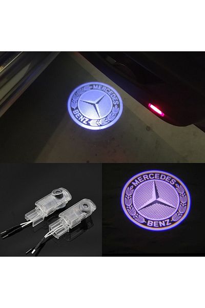 TECHSTAR Set de 2 embleme cu logo LED pentru ușă dedicate mărcii auto Mercedes