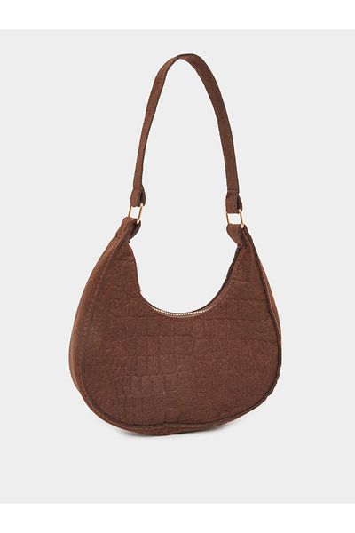 Styli Croc-Textured Hobo Bag with Zip Closure