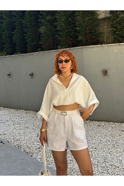 Bak'ap Pantaloni scurți din in premium cu fermoar