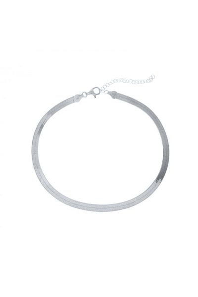 xUPING Lantisor din otel inoxidabil, model sarpe, latime 3 mm, 45+5 cm, placat cu aur 18K, argintiu