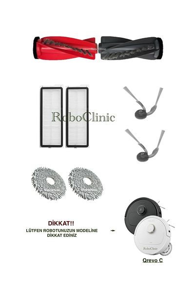 Roboclinic Roborock Qrevo C Robot Vacuum Cleaner Compatible Brush, Hepa Filter, Mop Set-8 Pieces