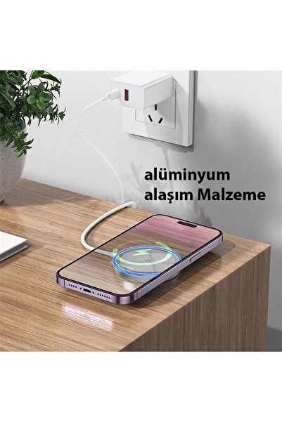 Genel Markalar CW53 15W Magsafe Kablosuz Wireless Stand Hızlı Şarj Cihazı-(5775)