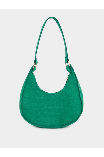 Styli Croc-Textured Hobo Bag with Zip Closure