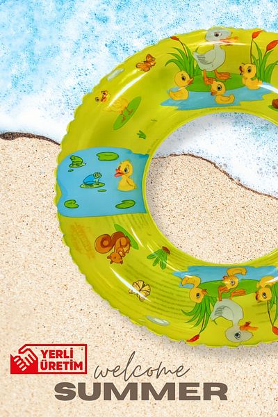 BibKing Children's Sea Ring, Duck Printed Pool Ring for Girls, Suitable for Boys, Sea Ring (51 cm 2-4 Years)