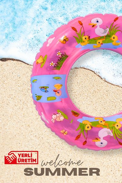 BibKing Children's Sea Ring, Duck Printed Pool Ring for Girls, Suitable for Boys, Sea Ring (51 cm 2-4 Years)