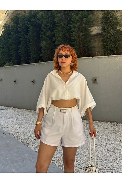 Bak'ap Pantaloni scurți din in premium cu fermoar