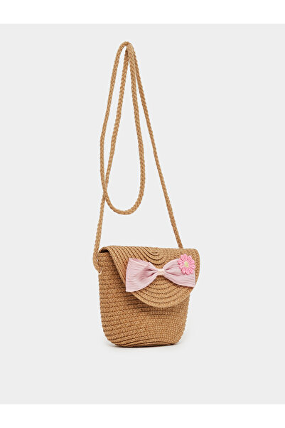 Styli Straw Crossbody Bag with Bow Detail