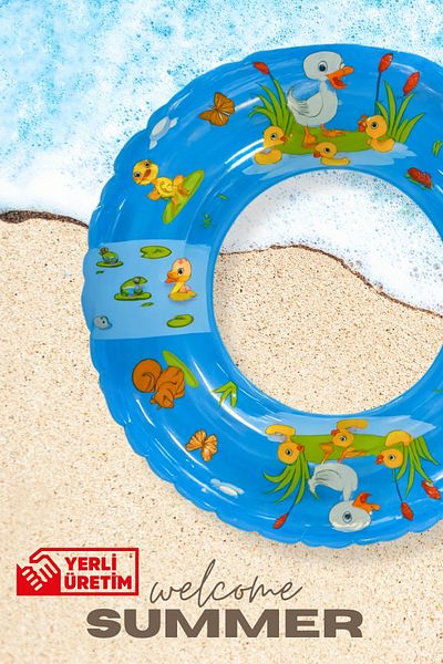 BibKing Children's Sea Ring, Duck Printed Pool Ring for Girls, Suitable for Boys, Sea Ring (51 cm 2-4 Years)