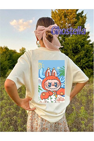 Minga London Μπεζ μπλουζάκι Unisex με στάμπα με κοστούμι καβουριού Labubu - G...