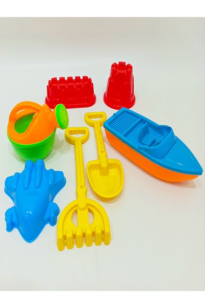 a v d a Speedboat Ship + Watering Can + Shovel + Rake + 2 Sand Molds Beach Garden Marine Set