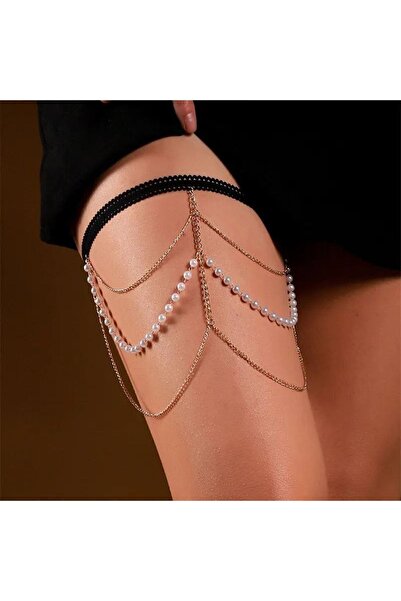 Genel Markalar Şık ve Zarif Incili Bacak Aksesuarı