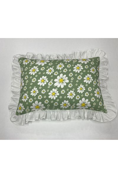 LILYUM Digital Printed White Ruffle Pillow Case - 1 Piece