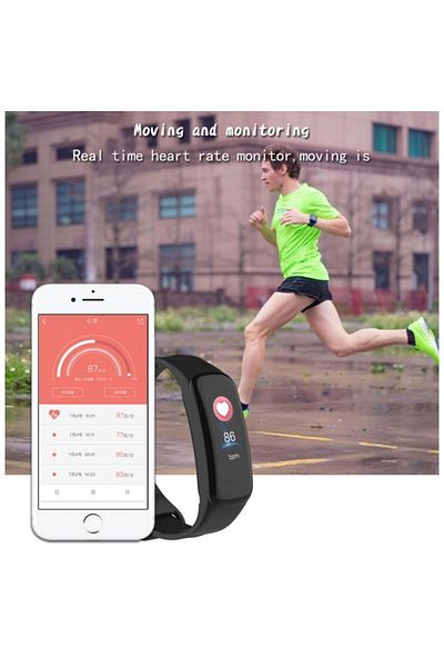 TECHSTAR ® C1 Fitness Smart Smartband, Waterproof Ip65, Bt4.0, Oled Color, Black